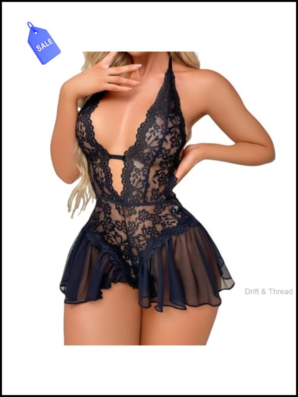 Lace Bodysuit One Piece Teddy Mesh Chemise V Neck Sleepwear